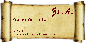 Zsebe Asztrid névjegykártya